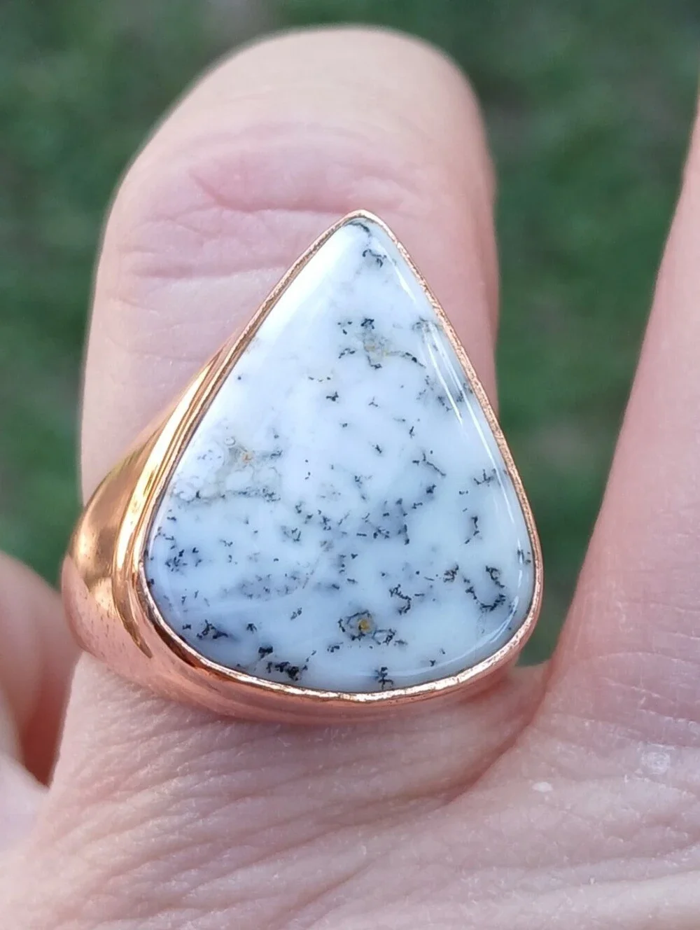 New Men's Dendritic Opal Copper Ring.